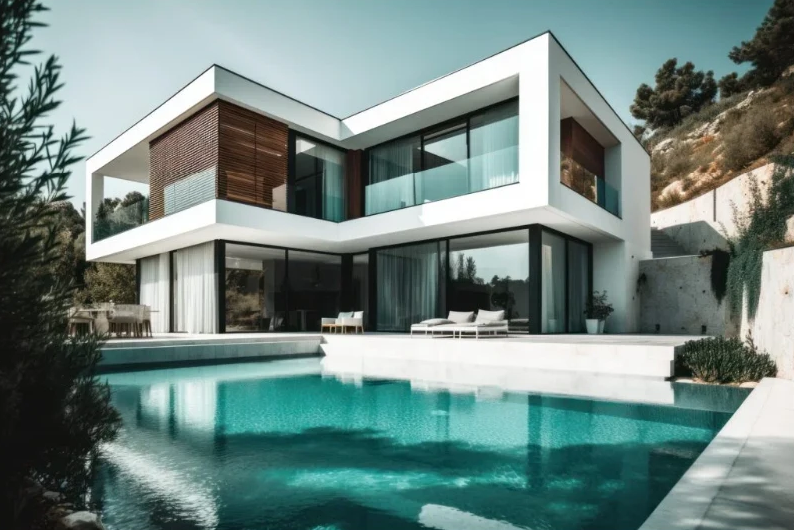 Residência contemporânea de alto padrão com linhas retas e piscina