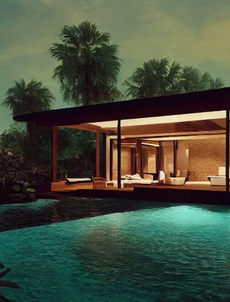 Casa contemporânea com iluminação aconchegante